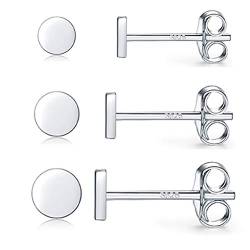 Damen Ohrstecker Silber 925-3 Paar Klein Stering Silber Ohrstecker Ohrringe Set Reines Silber Piercing Ohr Tragus Lippen Schmuck für Damen Herren Geschenke 2mm/3mm/4mm von LYTOPTOP