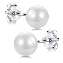 LYTOPTOP 1 Paar Perlenohrringe Damen Sterlingsilber winzige Perlen Kugel-Ohrstecker Set kleine Knorpel-Ohrringe für Damen und Herren 5mm von LYTOPTOP