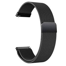 LYYLTX Edelstahl Mesh Uhrenarmband 18mm Metall Ersatz Armband Magnetverschluss Smartwatch Schnellverschluss Watch Uhren Schwarz Ersatzband Für Damen Herren von LYYLTX