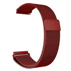 LYYLTX Edelstahl Mesh Uhrenarmband Metall Schnellverschluss Magnetverschluss Einstellbar Ersatz Armband Smartwatch Edelstahlarmband Breite16mm/18mm/20mm/22mm/24mm Für Damen Herren (18mm,Rot) von LYYLTX