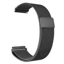 LYYLTX Edelstahl Mesh Uhrenarmband Metall Schnellverschluss Magnetverschluss Einstellbar Ersatz Armband Smartwatch Edelstahlarmband Breite16mm/18mm/20mm/22mm/24mm Für Damen Herren (18mm,Schwarz) von LYYLTX