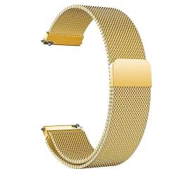 LYYLTX Edelstahl Mesh Uhrenarmband Metall Schnellverschluss Magnetverschluss Einstellbar Ersatz Armband Smartwatch Edelstahlarmband Breite16mm/18mm/20mm/22mm/24mm Für Damen Herren (20mm,Gold) von LYYLTX