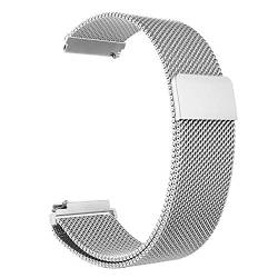 LYYLTX Edelstahl Mesh Uhrenarmband Metall Schnellverschluss Magnetverschluss Einstellbar Ersatz Armband Smartwatch Edelstahlarmband Breite16mm/18mm/20mm/22mm/24mm Für Damen Herren (20mm,Silber) von LYYLTX