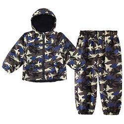 LZH Jungen Mädchen Regenmantel, wasserdichte Kapuze Jacke Mantel Hose Anzug 2PCS Sets von LZH