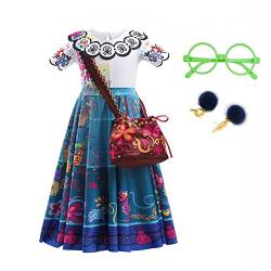 LZH Mirabel Madrigal Kostümkleid Encanto Mirabel Isabela Verkleidung Kostüm Cosplay Prinzessin Kleid mit Tasche und Brille Grün für Mädchen von LZH