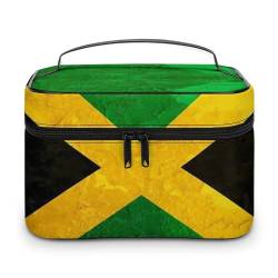 Make-up-Tasche aus PU-Leder, tragbare Kulturbeutel, venezolanische Flagge, Kulturbeutel für Damen und Herren, Jamaikanische Flagge, 25x18x15cm von LZNJZ