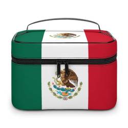 Make-up-Tasche aus PU-Leder, tragbare Kulturbeutel, venezolanische Flagge, Kulturbeutel für Damen und Herren, Mexikanische Flagge, 25x18x15cm von LZNJZ