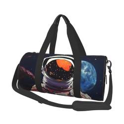 Cool Man in Outer Space Galaxy Reisetasche für Damen Herren Turnbeutel Große Duffle Bag Weekender Übernachtungstasche mit Schultergurt, Schwarz, Einheitsgröße, Schwarz , Einheitsgröße von LZQPOEAS