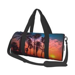 Palm Tree Sunset Reisetasche für Damen und Herren, Turnbeutel, große Reisetasche, Weekender, Übernachtungstasche mit Schultergurt, Schwarz, Einheitsgröße, Schwarz , Einheitsgröße von LZQPOEAS