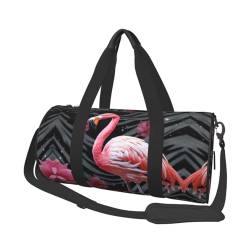 Pink Flamingo Reisetasche für Damen Herren Turnbeutel Große Duffle Bag Weekender Übernachtungstasche mit Schultergurt, Schwarz, Einheitsgröße, Schwarz , Einheitsgröße von LZQPOEAS