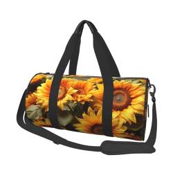 Reisetasche mit Sonnenblumen-Motiv für Damen und Herren, Sporttasche, große Reisetasche, Wochenendtasche, Übernachtungstasche mit Schultergurt, Schwarz, Einheitsgröße, Schwarz , Einheitsgröße von LZQPOEAS