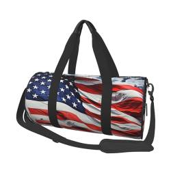 Reisetasche mit US-Flagge, für Damen und Herren, Turnbeutel, große Reisetasche, Wochenendtasche, Übernachtungstasche mit Schultergurt, Schwarz, Einheitsgröße, Schwarz , Einheitsgröße von LZQPOEAS