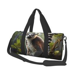 Ringtailed Lemur Reisetasche für Damen und Herren, Turnbeutel, große Reisetasche, Wochenendtasche, Übernachtungstasche mit Schultergurt, Schwarz, Einheitsgröße, Schwarz , Einheitsgröße von LZQPOEAS