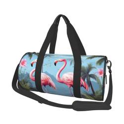 Tropische Flamingos Reisetasche für Damen und Herren, Turnbeutel, große Reisetasche, Wochenendtasche, Übernachtungstasche mit Schultergurt, Schwarz, Einheitsgröße, Schwarz , Einheitsgröße von LZQPOEAS