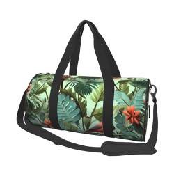 Tropische Pflanzen Reisetasche für Damen und Herren, Turnbeutel, große Reisetasche, Weekender, Übernachtungstasche mit Schultergurt, Schwarz, Einheitsgröße, Schwarz , Einheitsgröße von LZQPOEAS