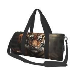 Wild Animals Tiger Reisetasche für Damen Herren Turnbeutel Große Duffle Bag Weekender Übernachtungstasche mit Schultergurt, Schwarz, Einheitsgröße, Schwarz , Einheitsgröße von LZQPOEAS