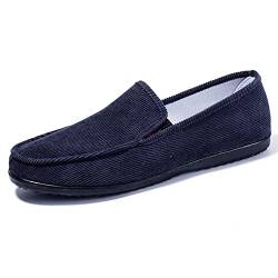 Penny Loafer Für Herren, Flache Schuhe Aus Cord, Modische Herrenschuhe, Slip on Boat Deck, Lässige Mokassin-Hausschuhe Für Unisex-Erwachsene Und Jugendliche (Blue,44) von LZQpearl