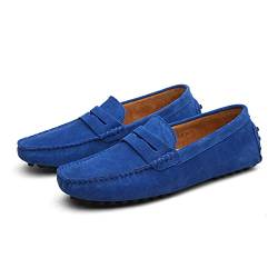 Penny Loafer Für Herren, Flache Schuhe Aus Wildleder, Modische Herrenschuhe, Slip on Boat Deck, Lässige Mokassin-Hausschuhe Für Unisex-Erwachsene Und Jugendliche (Blue,39) von LZQpearl