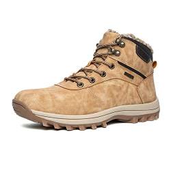 Unisex Schneestiefel, leichte wasserdichte Wanderschuhe, hohe Schnürung, strapazierfähige Arbeitsschuhe, für Camping, Wandern, Bergsteigen, Off-Road (Beige, 42 UK) von LZQpearl