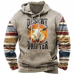 Herren Western Aztec Hoodies Langarm Sweatshirts Ethnic Style Kordelzug Vintage Graphic Hoodie Tops mit Tasche von LZRYYBZ