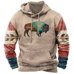 LZRYYBZ Herren Western Aztec Sweatshirt Cross Ethnic Print Patchwork Hoodie Langarm Casual Herbst Winter Warme Jacke von LZRYYBZ