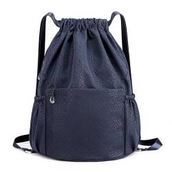 Turnbeutel Kordelzug Wasserdicht Sportbeutel, Oxford-Stoff Turnbeutel Sportbeutel Rucksack mit Innentasche für Sport, Reisen,Gym, Kordelzug Turnbeutel für Damen Herren (Dunkelblau) von LZSFNYJAI