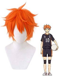 LZT Haikyuu !!12 Zoll kurze orange flauschige geschichtete Hochtemperaturfaser synthetische Haarperücke Männer Jungen Perücke für Hinata Shoyo von LZT