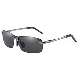 LZXC Herren Polarisierte Sonnenbrille UV400 Schutz Brille zum Autofahren, Metallisch, Regulär, Metallisch Grauer Rahmen/Schwarze Linse von LZXC