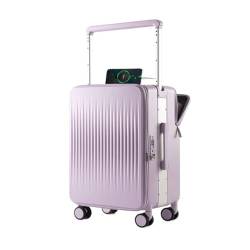LZXJF Koffer Breiter Trolley-Koffer Mit Seitlicher Öffnung 20 Zoll for Männer Und Frauen, Gepäckcode-Koffer Mit Vorderer Öffnung Suitcase (Color : Purple, Size : 25in) von LZXJF