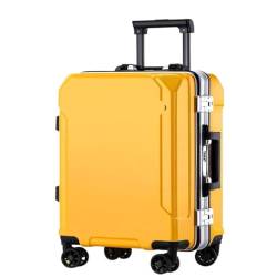 LZXJF Koffer Wiederaufladbare, sturzsichere und langlebige Passwortbox, universeller Trolley-Koffer mit Rollen, Reisekoffer for Herren und Damen Suitcase (Color : Yellow, Size : 22in) von LZXJF