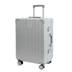 LZXJF Koffer mit Aluminiumrahmen, 50,8 cm, für Damen und Herren, Trolley-Koffer für Herren, 61 cm, Passwortbox, Koffer, silber, 22in von LZXJF