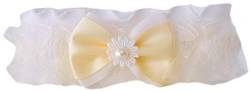 Baby Kinder Haarband Stirnband Hairband Weiß Creme mit Schleife festlich Taufe La Bortini von La Bortini