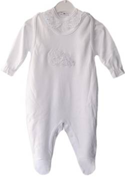 La Bortini Baby SET Strampler & Body Gr. 50 56 62 68 74 80 86 100% Baumwolle Weiß Taufe (56) von La Bortini