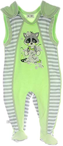 La Bortini Baby Strampler 44 50 56 62 68 Schlafanzug Einteiler Reborn Frühchen Neugeborene (grün, 44) von La Bortini