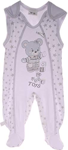 La Bortini Baby Strampler 44 50 56 62 68 Schlafanzug Einteiler Reborn Frühchen Neugeborene (weiß, 44) von La Bortini