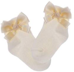 La Bortini Babysocken Creme Socken Schleifchen Strümpfe Baby und Kinder Fest 15-24 (80/86) von La Bortini