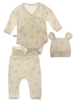 La Bortini Body & Hose Erstlingsset Baby Anzug 3Tlg Body Hose Mütze Wickelbody 44 50 56 62 (creme, 44-50) von La Bortini