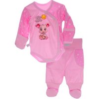 La Bortini Body & Hose Wickelbody Hose Baby Anzug 2tlg Set Body 44 50 56 62 68 74 80 86 aus reiner Baumwolle von La Bortini