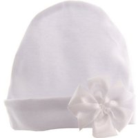 La Bortini Mütze & Schal Mütze mit Schleife Baby Haube in Weiß weiß, mit Schleife, festlich, zur Taufe, elastisch, weiße von La Bortini