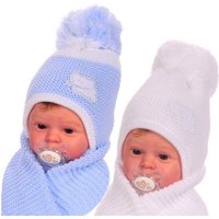 La Bortini Mütze & Schal Mütze und Schal Set für Neugeborene warm gefüttert 0-3Monate von La Bortini