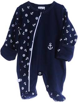 La Bortini Strampler Baby Schlafanzug mit Reißverschluss Overall 50-104 Anzug Maritime Look (68) von La Bortini