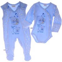 La Bortini Strampler Wickelbody und Strampler Set 2Tlg. Body Baby Anzug 44 50 56 62 68 74 aus reiner Baumwolle von La Bortini