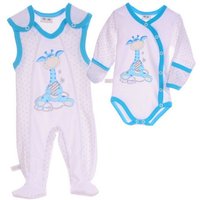 La Bortini Strampler Wickelbody und Strampler Set 2Tlg. Body Baby Anzug 44 50 56 62 68 74 von La Bortini