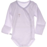 La Bortini Wickelbody Baby Body Langarmbody in Weiß aus reiner Baumwolle, 44 50 56 62 68 74 80 86 92 98 104 von La Bortini