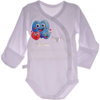 La Bortini Wickelbody Body Baby Langarmbody in Weiß mit Kratzschutz 44 50 56 62 68 74 80 86 92 98 104 von La Bortini