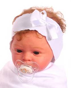 Stirnband Kopfband Baby Kopfschmuck Ohrschutz 34-42cm. Kopfumfang festlich in Rot Weiß Taufe (2) von La Bortini