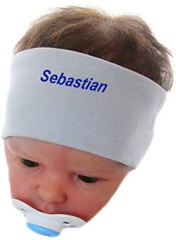 Stirnband Kopfband f. Jungen Mädchen mit NAMEN Baby Kinder Ohrschutz 34 bis 52 (KU 34-43cm.) von La Bortini