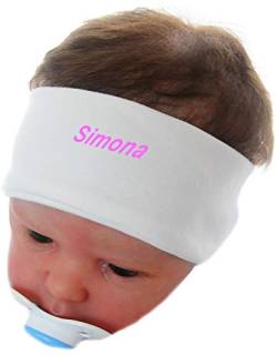 Stirnband Kopfband f. Jungen Mädchen mit NAMEN Baby Kinder Ohrschutz 34 bis 52 (KU 40-52cm.) von La Bortini