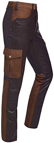 La Chasse® Cargo-Büffellederhose Colmar mit Canvas-Besatz und 2 Beintaschen Jagdhose Herren Lederhose braun extrem strapazierfähig Reitlederhose Rindslederhose (Braun, 50) von La Chasse