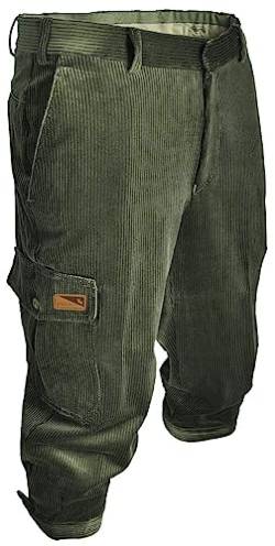 La Chasse® Cord-Kniebundhose Herren Oliv/grün Knickerbocker mit Beintasche & Messertasche Cordhose für Jäger & Wanderer Jagdhose (25) von La Chasse